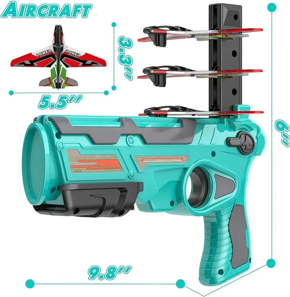 Beliebte Schaumstoff-Ausstoß-Flugzeugspielzeugpistole, Kinder-Flugspielzeug für draußen, Pistole, rollendes Flugzeugmodell, Outdoor-Spielzeug