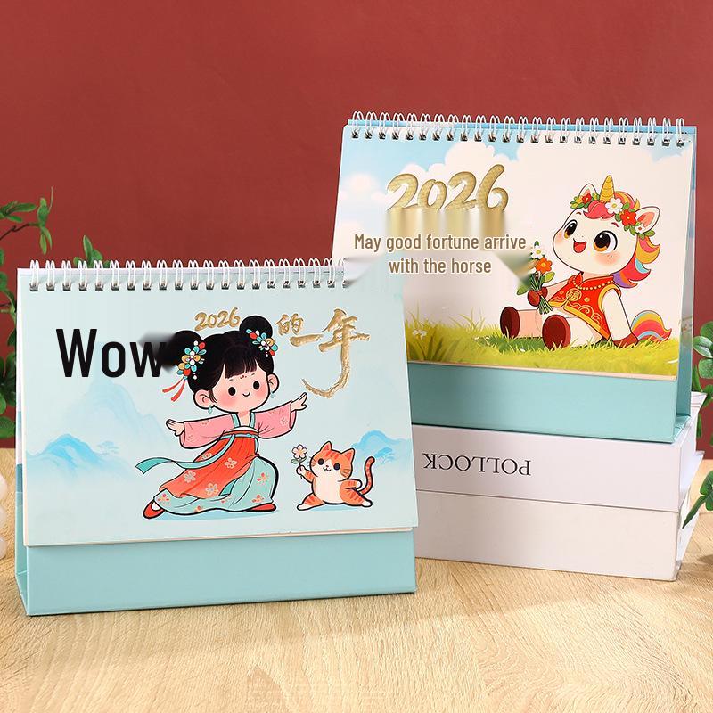 2026 Year of the Horse Countdown Sticky Note Desk Calendar - Creative Hand-Painted Cartoon Design with Hot Stamping and Customizable Logo.