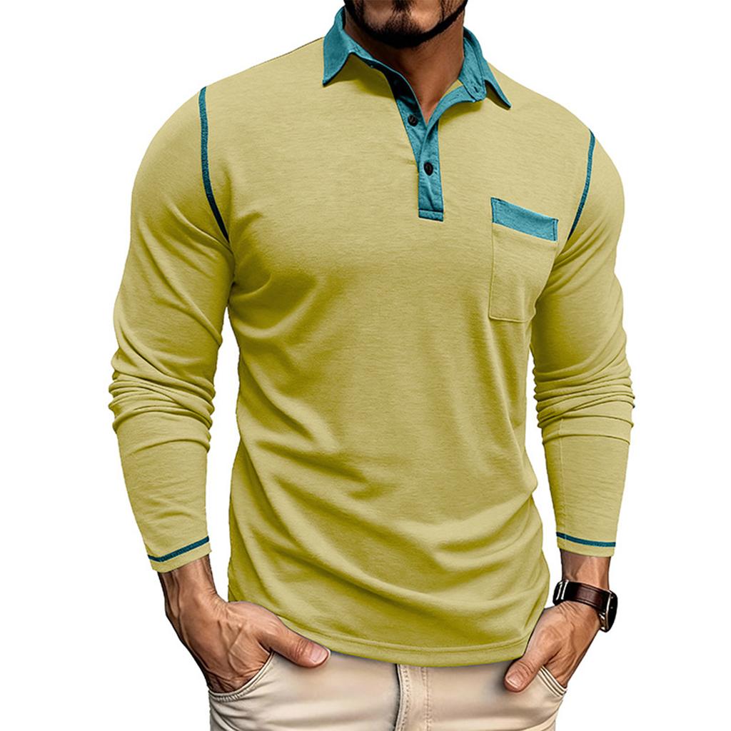 Shoulder Sleeves Men'S Long Sleeved Patchwork T-Shirt Casual Top
