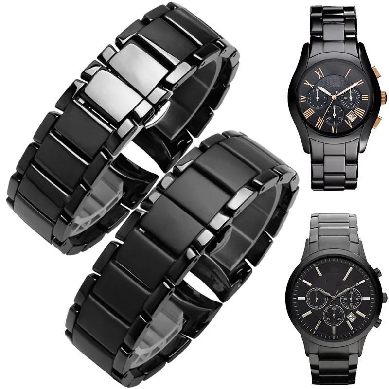 Alta qualità per cinturino per orologio AR1451 AR1452 AR1400 AR1410 con chiusura a farfalla in acciaio inossidabile 22mm 24mm cinturini per orologio in ceramica