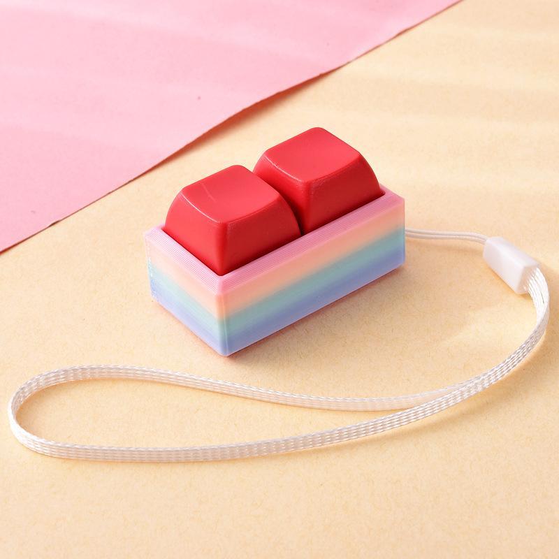 Lightweight Push Button Stress Relieving Toy with Lanyard Sensory Fidget Toy for ADHD Adults Kids Anxiety Relief