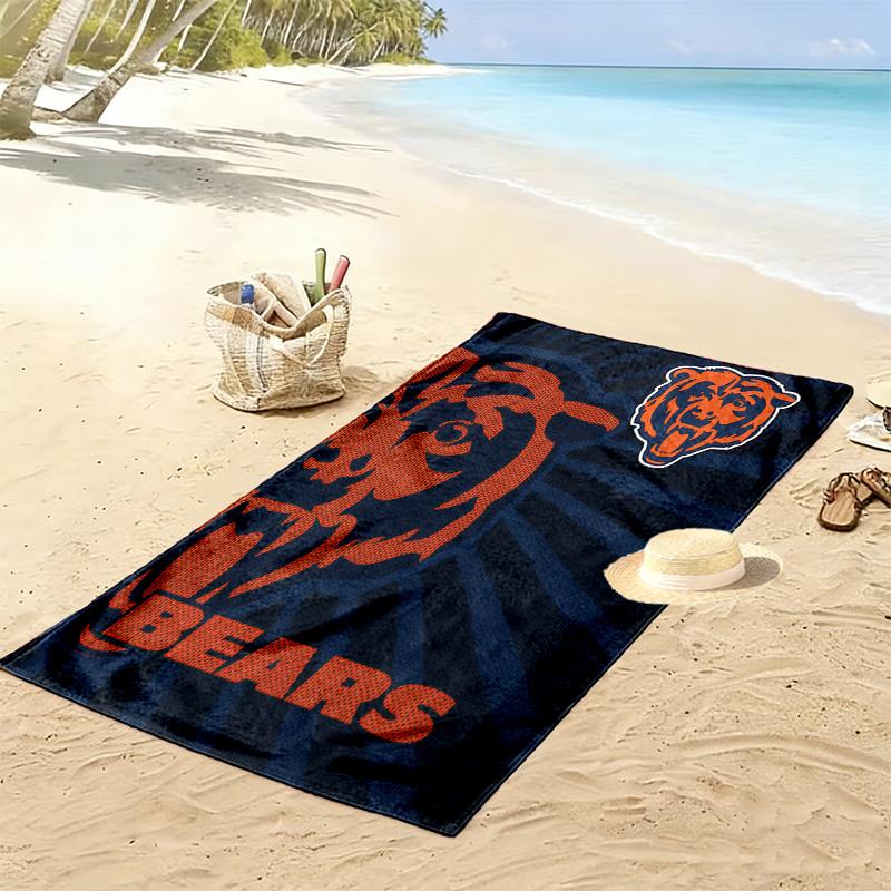 Chicago Bears Print Beach Towel, Large Soft Quick Dry Towel for Beach Camping Swimming