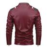 Chaqueta de cuero de Pu con cuello de terciopelo y delgada para motocicleta de cuero de invierno para hombre