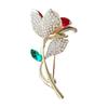 Three-Dimensional Pearl & Diamond Floral Brooch - Creative and Versatile Accessory
