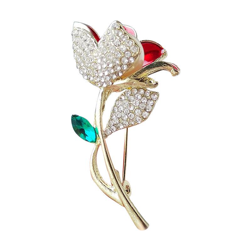 Three-Dimensional Pearl & Diamond Floral Brooch - Creative and Versatile Accessory