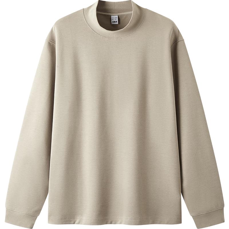 Semir Men's Solid Mock Neck Long-Sleeve T-Shirt