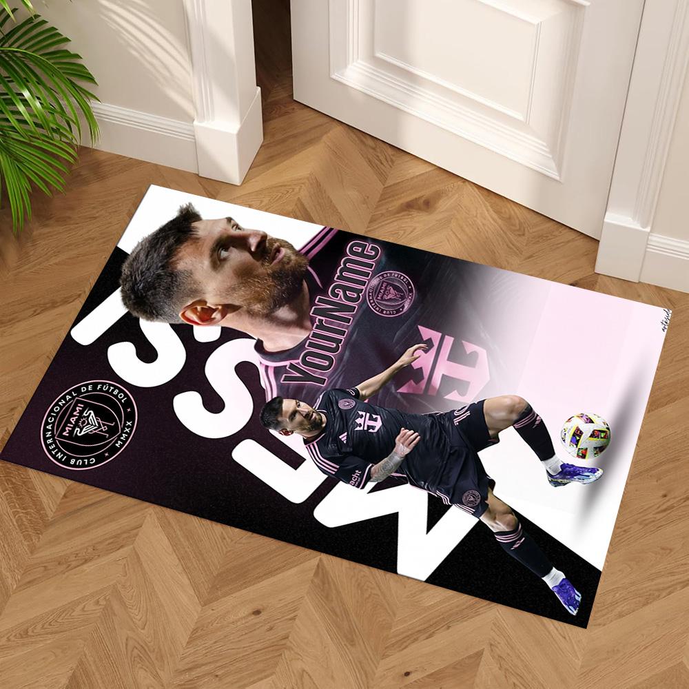Messi Personalized Name Area Rug Design for Outdoor Decorate Room Hallway Entryway Antislip Carpet Anime Office Decor Gift for Festivals