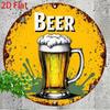 Retro Beer Metal Sign Wall Art Round Aluminum Foam Mug