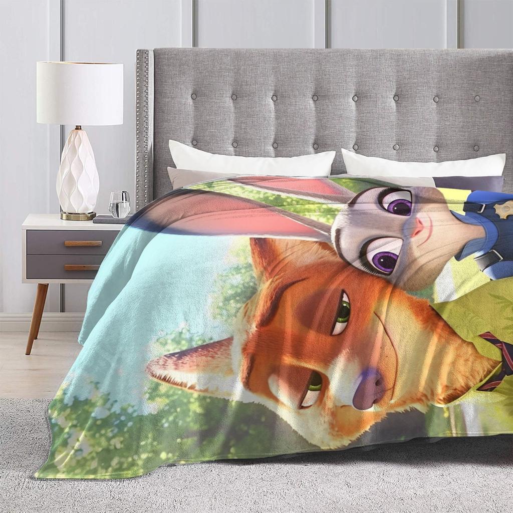 Anime Zootopia Cartoon Flannel Blanket Super Soft Throw Blanket for Bedroom Airplane Travel Fashion Bedspread Sofa Bed Cover