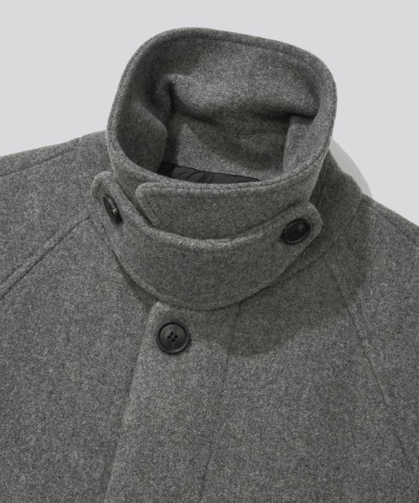 KIIMUIR [Drape Wool] Cashmere Blend Semi-Overfit Balmacaan Coat_Grey