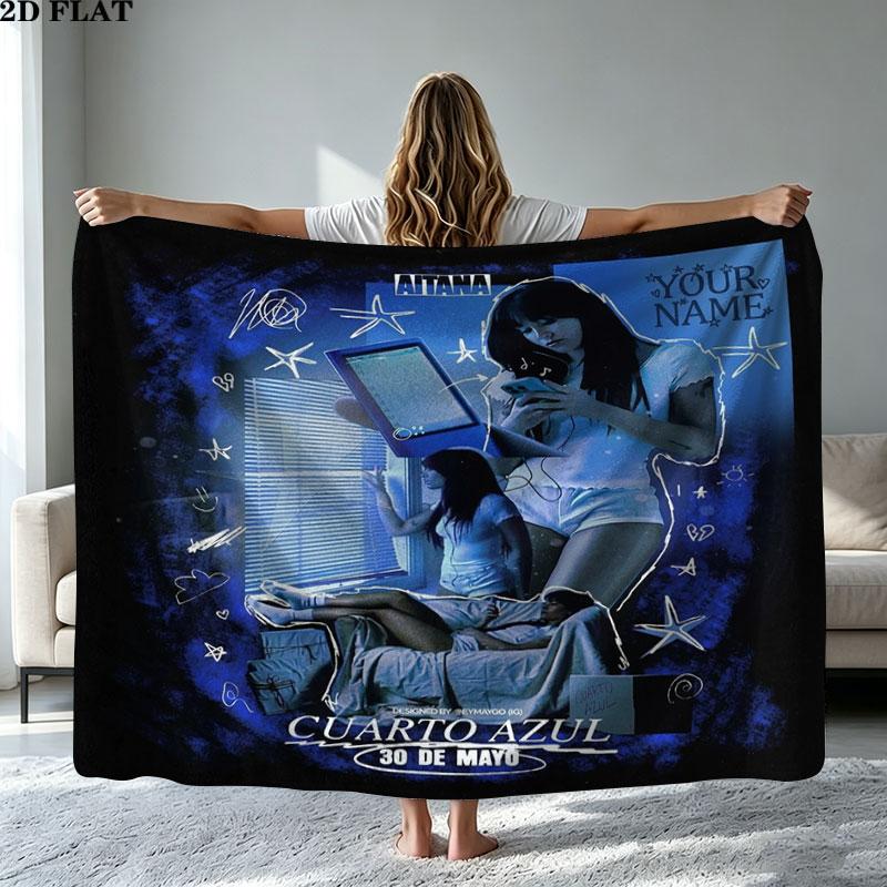 1PC Aitana Custom Name Patterned Flannel Blanket Suitable For All Seasons for Home Decor Warmth and Comfort Gifts Holiday Present