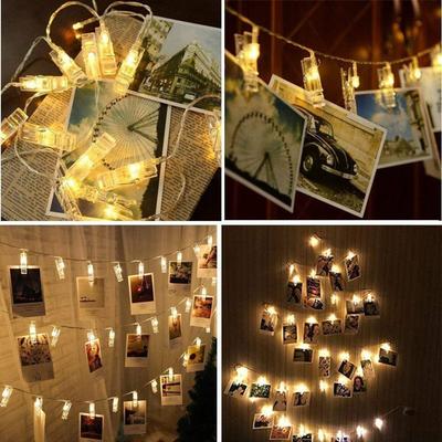 40 LED Foto Lichterkette 6 M Warm zum Aufhängen von Bildkarten Kunstwerken Innen Außen Hofdekoration