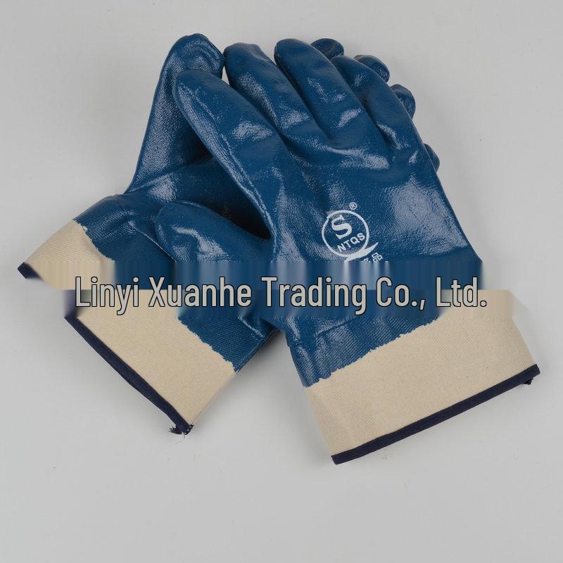 Xuan He Wear-Resistant Nitrile Rubber Blue Flocking Gloves for Cutting Protection