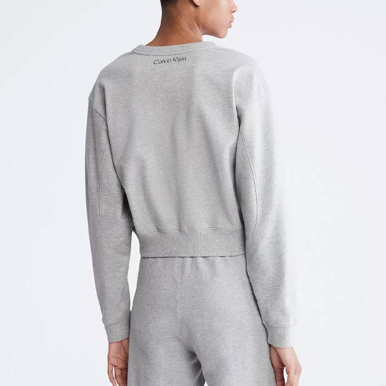 Calvin Klein 1996 Letter Patch Comfortable Crew Neck Long Sleeve Sweatshirt Women Sweatshirt Gray QS6942-020