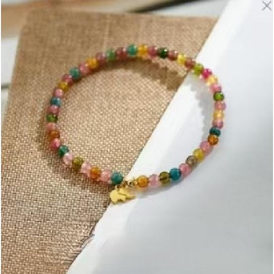 

Natural Tourmaline Women s Lucky Elephant Pendant Bracelet Small candy crystal style bracelet as a birthday gift Tourmaline auspicious ele
