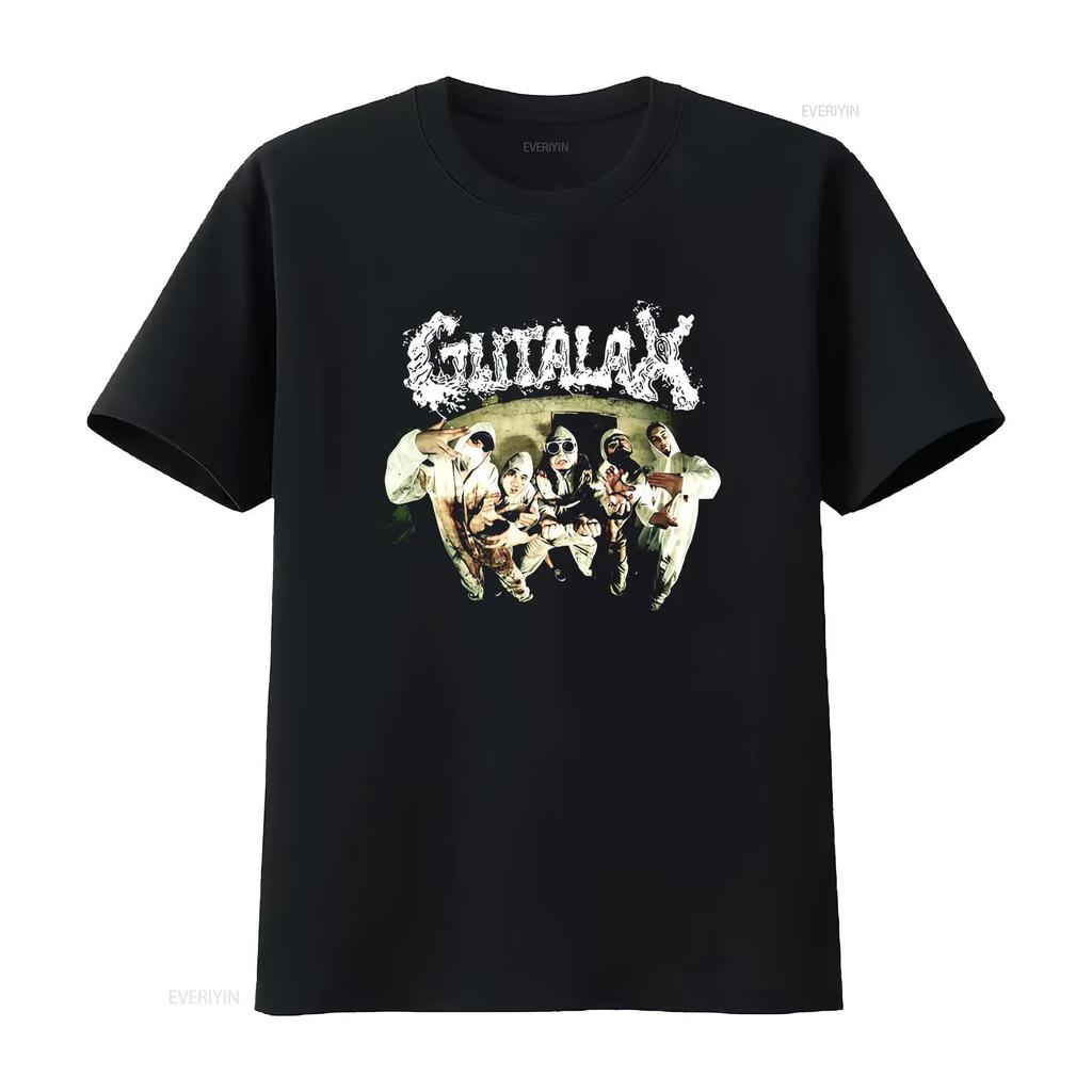 2024 Maglietta Vintage Concerto Band Gutalax Nera Tutte le Taglie Design Divertente per Fan del Rock vintage Lavata uomo Comoda Unisex