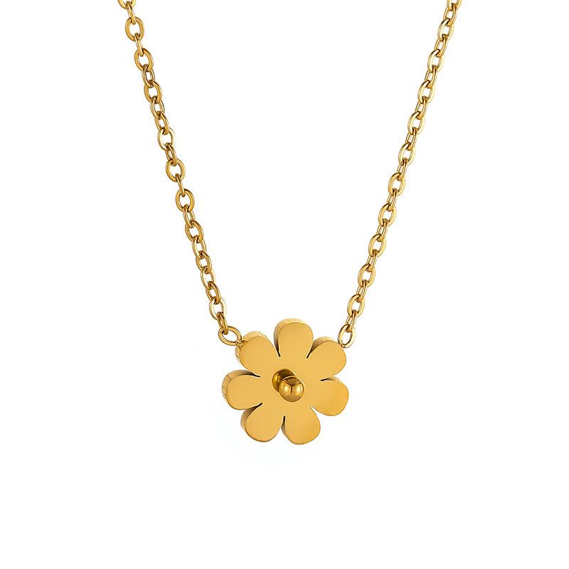 Rose Gold Minimalist Daisy Pendant Necklace - Delicate Flower Design for Women