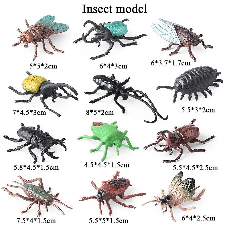 Oenux Insekten-Tiere Modellset Schmetterling Libelle Biene Käfer Spinne Skorpion Gottesanbeterin Zikade Eidechse Garten Miniatur Kinderspielzeug Geschenk