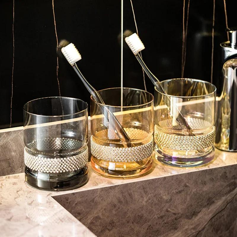Light Luxury Glass Mouthwash Cups Home Bathroom Couple Mouthwash Cup High End Bathroom Glass Exquisite Transparent Cup