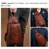 Whatna Antique-Style Tanned Natural Cowhide Leather Crossbody BagOne-Shoulder Bag for Men, Double Zipper, Genuine Leather, Thick, 2017 (Brown)