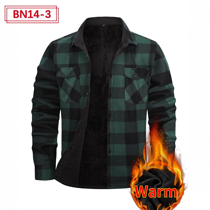 Pánská evropská a americká plus sametová silná teplá košile s dlouhým rukávem: Podzim zima