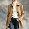 Damen Vintage Revers Wollmantel Mittellang Einreihig Übermantel Herbst Winter Elegant Lässig Oberbekleidung