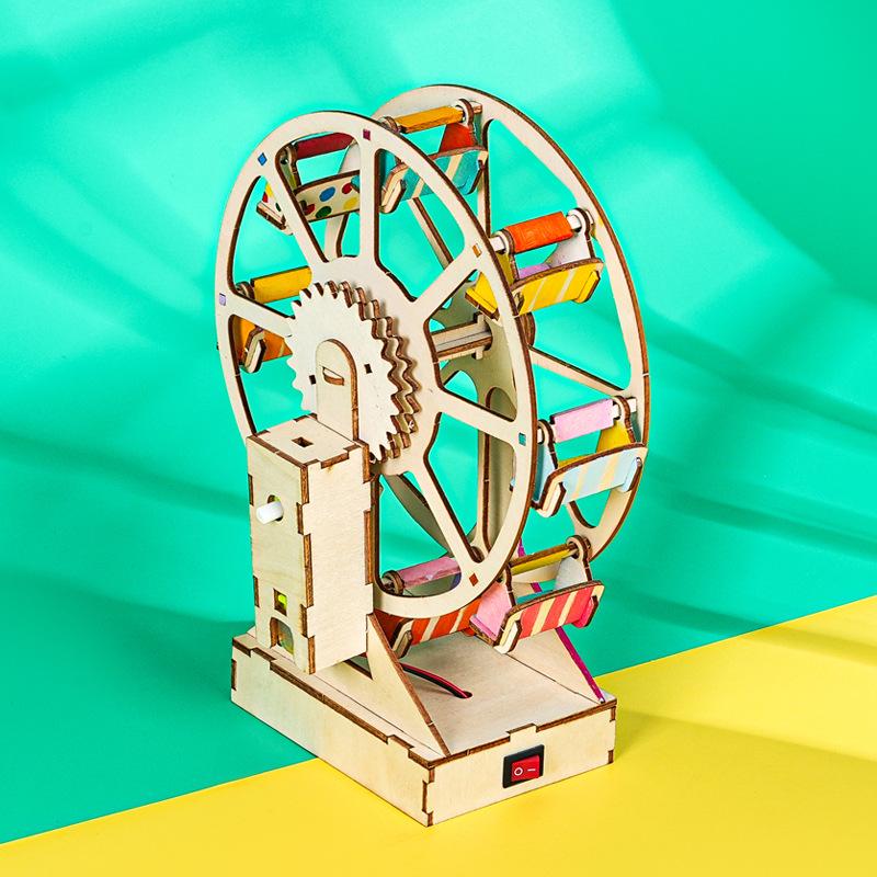 DIY Wooden Ferris Wheel Experiment Kit for Kids - Creative Craft with Interlocking Technology