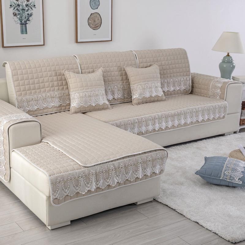 Universal Brushed Fabric Lace Sofa Cushion for All Seasons, Thickened Non-slip Cushion, Modern Simple Sofa Cover, Full Cover