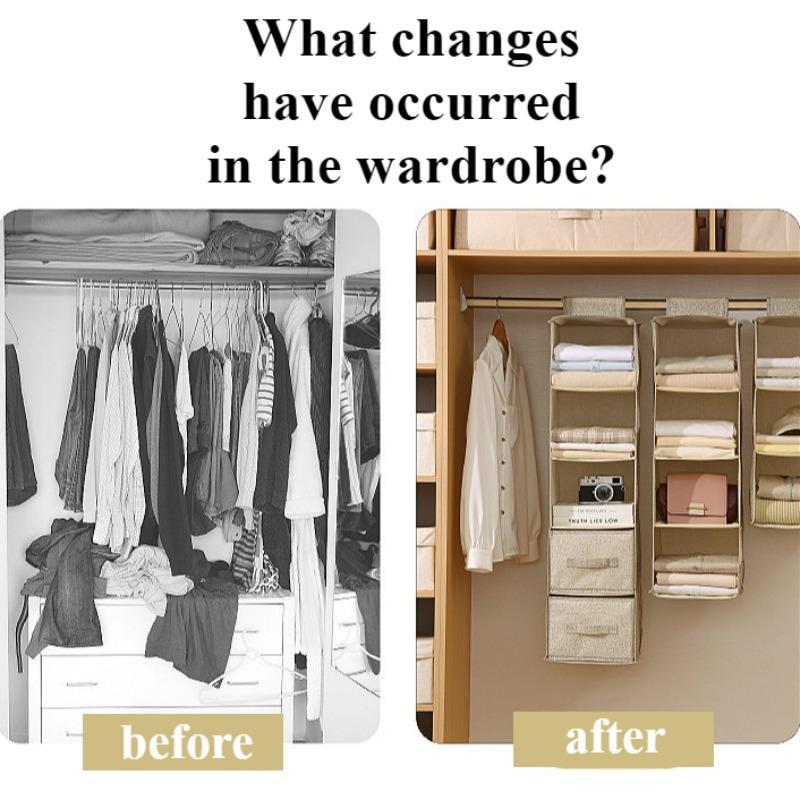 Multifunctional Foldable Hanging Storage Bags Closet Space Saving Multi Layer Organizer for Clothes Accessories and More