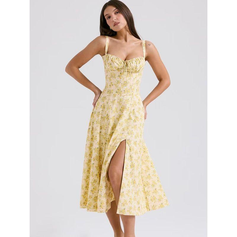 House of French Pastoral Sling Dress Drawstring