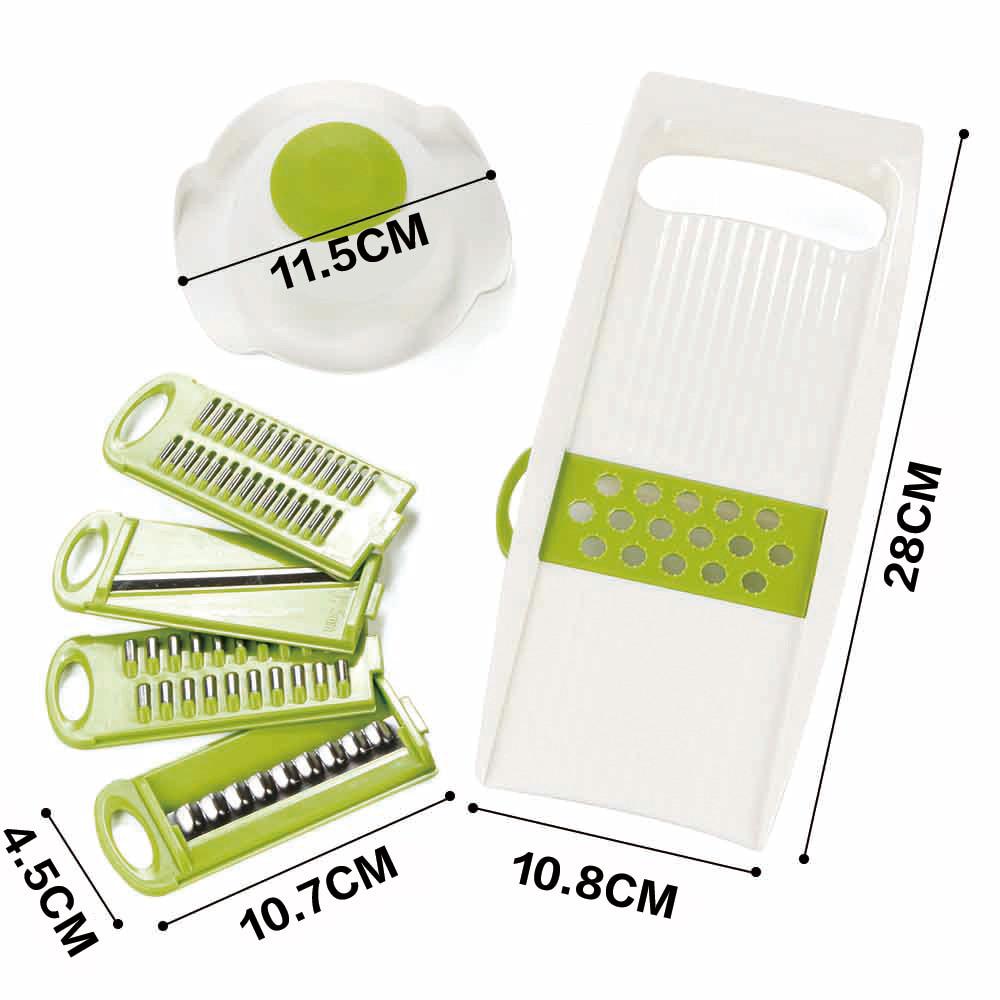 Multifunktions-Mandoline-Gemüseschneider aus Edelstahl mit verstellbaren Klingen, Obstschneidereiben
