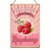 1pc Retro Farm Fresh Raspberries Tin Sign 12x8 Inch, 2D Flat Metal Plaque Vintage Food Wall Decor for Kitchen Bar Cafe