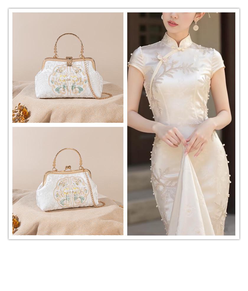 Elegante Hanfu-Tasche: Bestickter Cheongsam-Stil mit Froschknopf-Kissenschloss