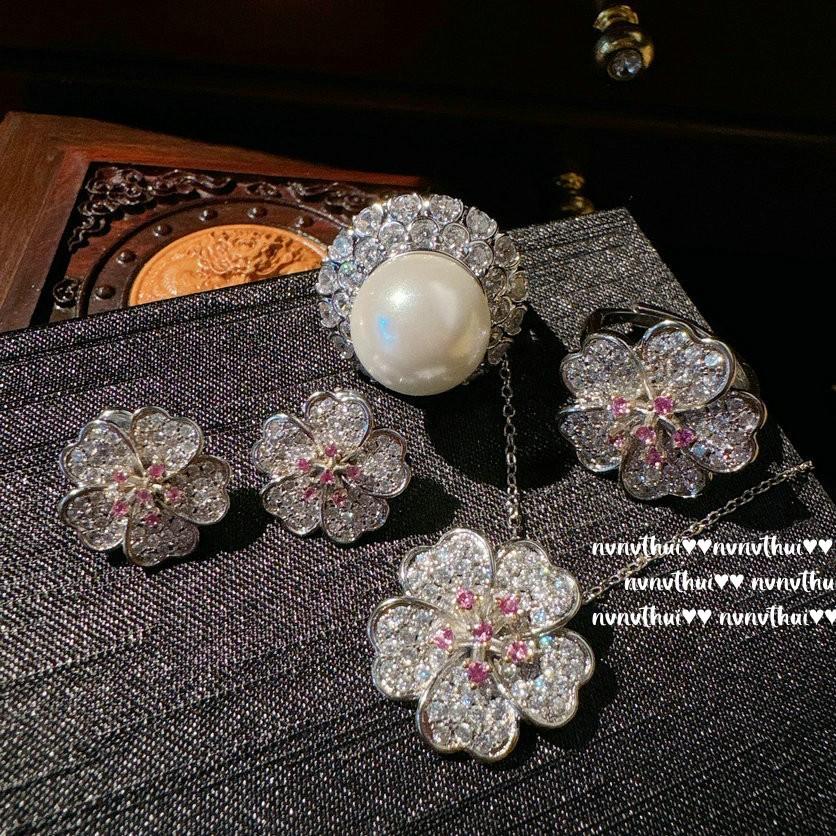 World Rich Flower Gemstone Necklace, Rich Family Daughter, Tahiti, Deep Sea Bead Crown Gemstone Ring, Earrings