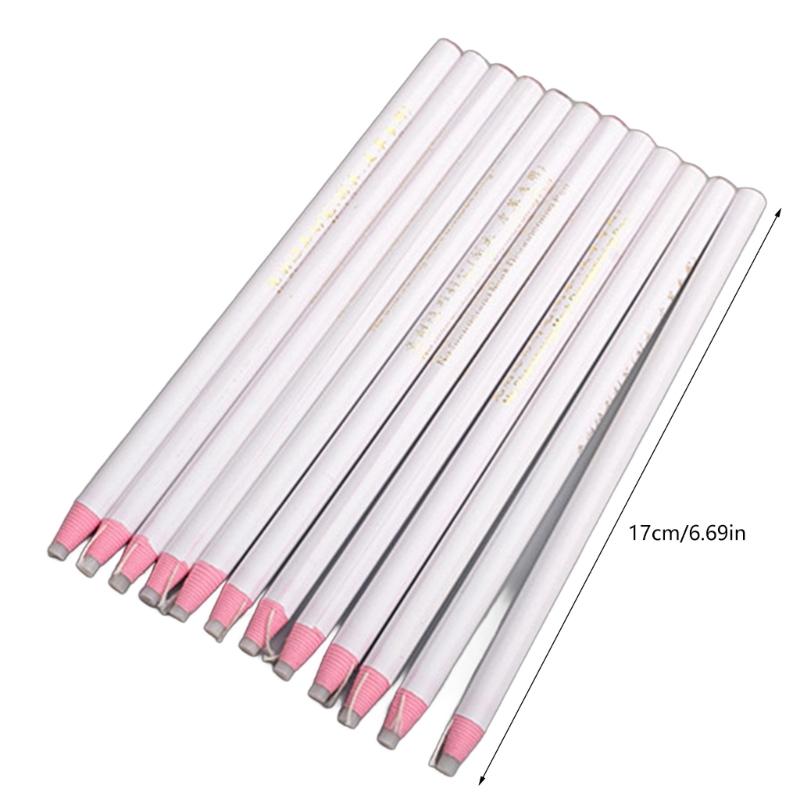 12Pcs Sewing Pencil No Sharpening White Fabric Pencil Fabric Marking Pencils Tailor Pencils for Leather Marking Tool