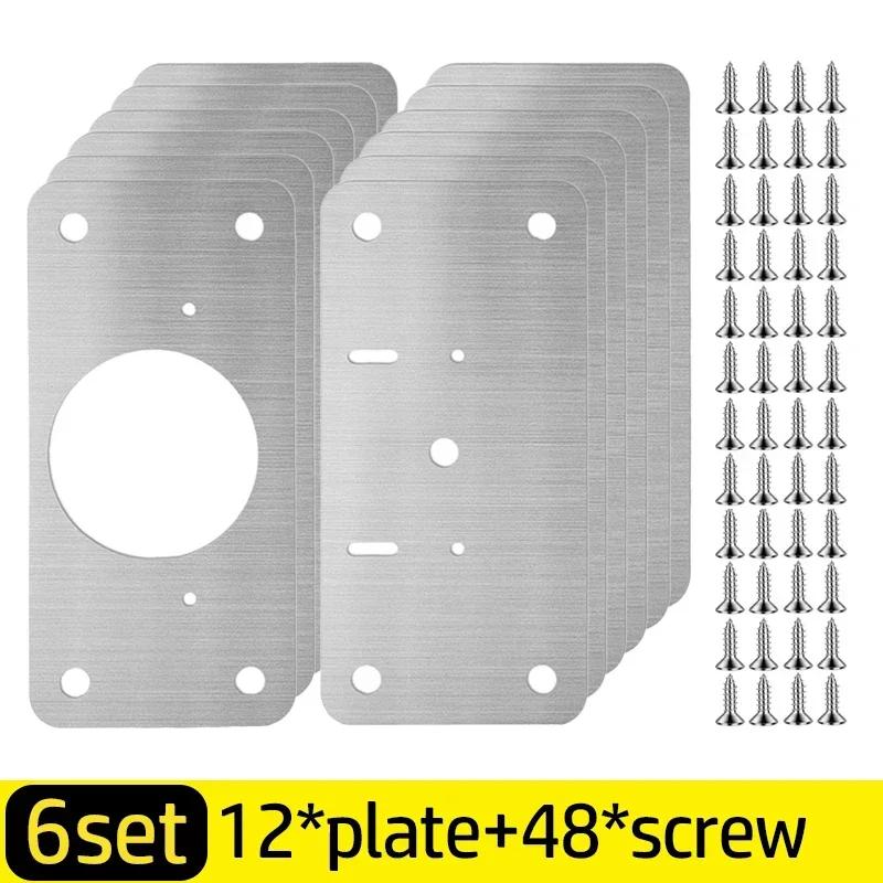 20/2Pcs Cabinet Hinge Repair Plate Kits Stainless Steel Door Hinge Mounting Plate with Holes for Home Kitchen Cupboard Furniture