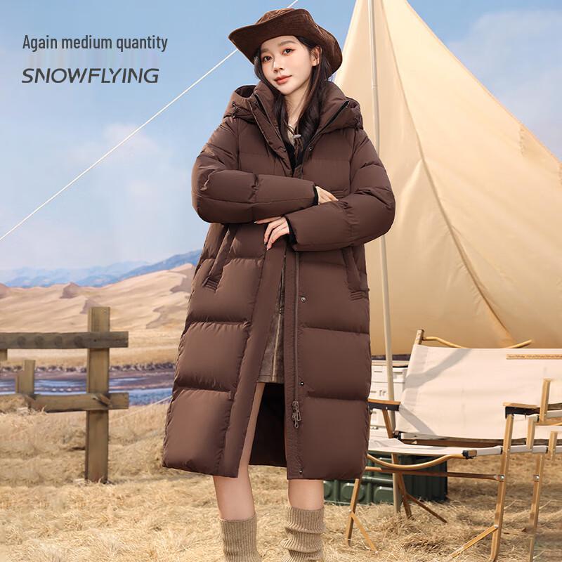 

SNOWFLYING Women s Long Over-the-Knee Thick Down Jacket L /165
