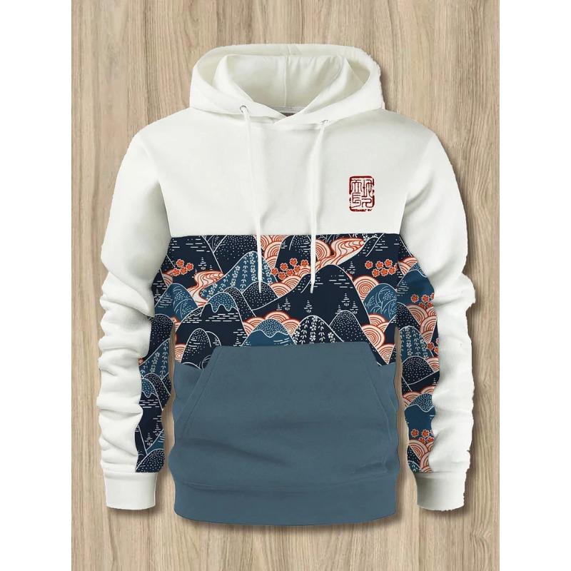 Zábavná japonská harajuku móda pánská mikina ležérní Y2k mikina pánská podzimní a zimní vzor mořské velryby sportovní mikina