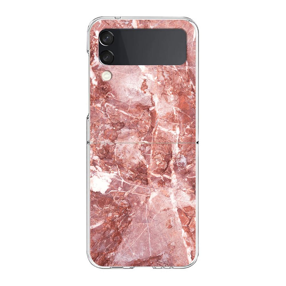 Transparent Phone Case For Samsung Galaxy Z Flip 3 4 5 6 7 Hard Folding PC Z Flip3 Flip4 Cover Marble Stone