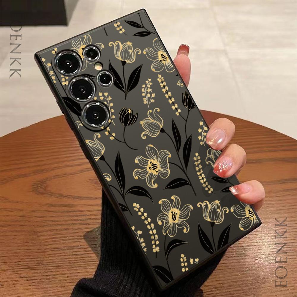 Simple Flower Pattern Soft Phone Case For Samsung Galaxy S25 S24 Ultra S23 S22 S21 S20 Ultra FE Plus Note 10 20 Lite Cover