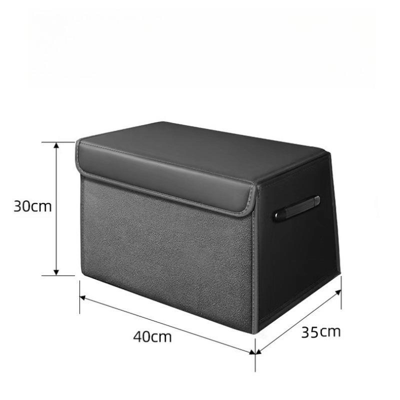 Suede Leather Car Trunk Storage Box Folding Trunk Box Auto Accessories Waterproof Car Trunk Organizer Car Gadget Organizer Box Black - S