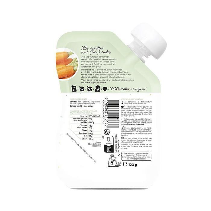 Popote Gemüse-Trinkflasche Karottenpüree +4 Monate Bio 120g