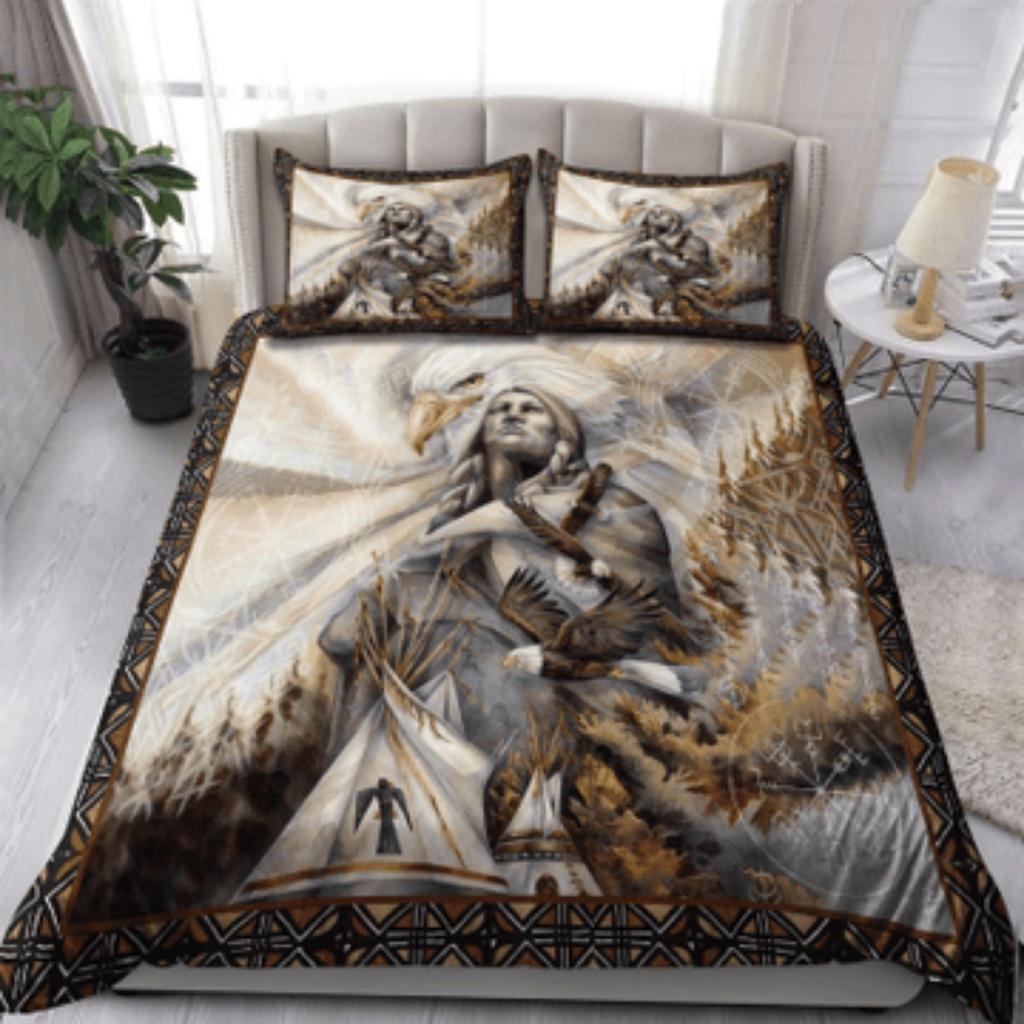 Tmarc Tee Native American 3D All Over Printed Bedding Set Bedroom Decor Comforter Cover Set