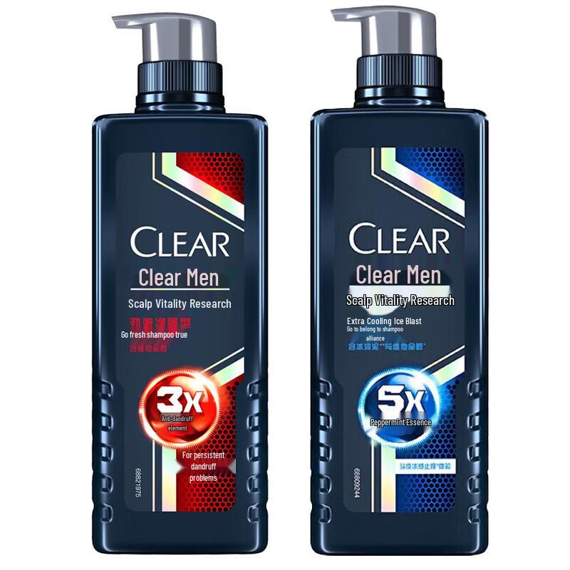 Clear Men Anti-Dandruff Shampoo 480g x2 Pack (Deep Clean & Cool Menthol)