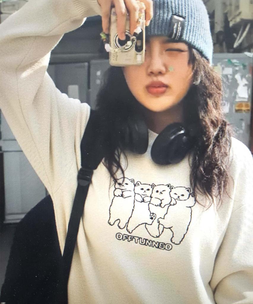 Opeutyundeu [Set] Pocket Cat Knit 2 Colors
