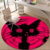 1PC Cat Night Office Round Area Rug, Mat Suitable For Office, Under Office Chairs Bedroom Living Room Home Decor, Room Deco