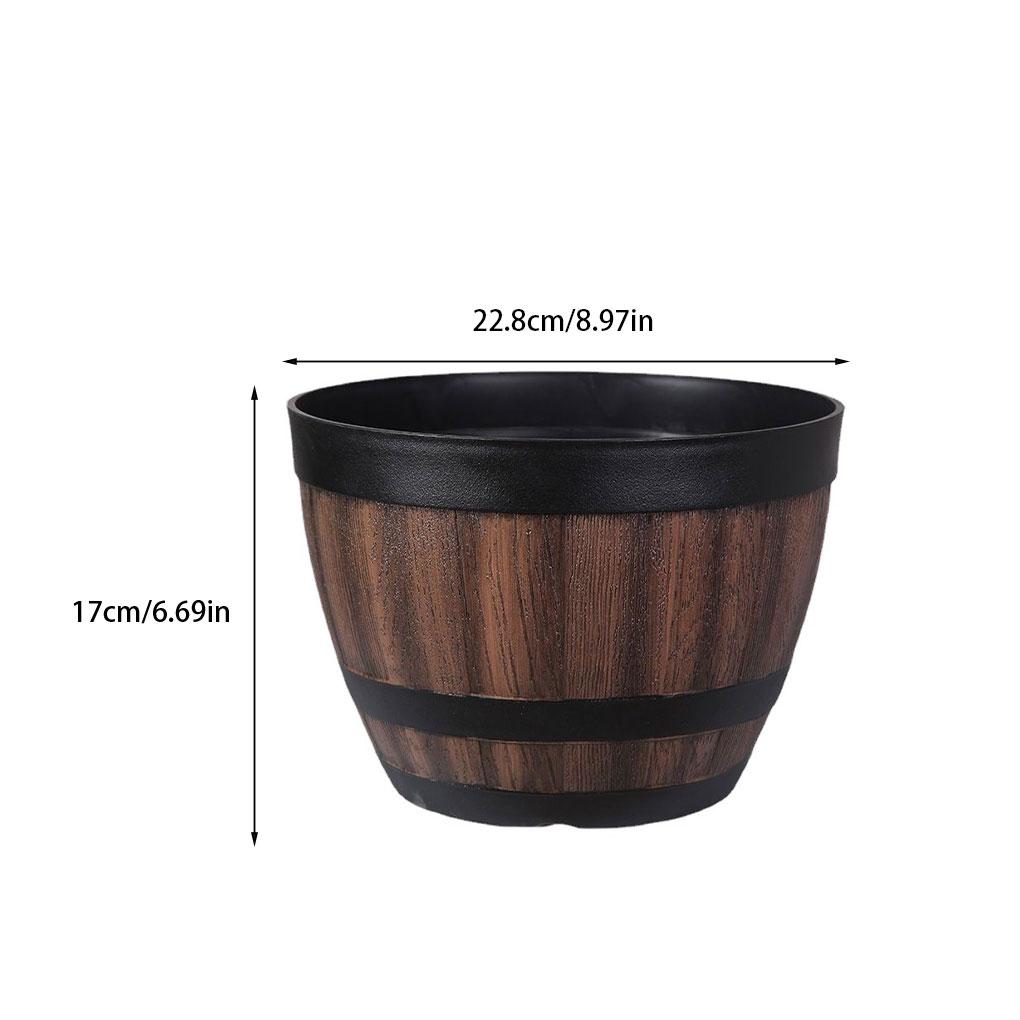 Imitation Barrels Flowerpot Household Yard Decoration Gardening Accessory Indoor Plant Pot Planter Round Bucket