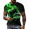 Sommer Neu Fluoreszierend Tier Vollprint Japanischer Stil Dunkler Hafen Stil Kurzarmhemd