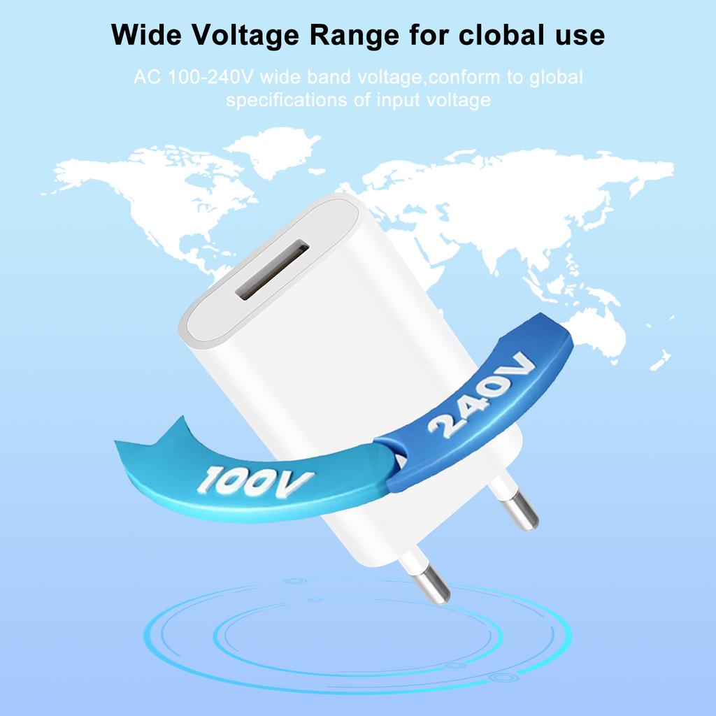 3pcs USB Wall Charger EU Plug Phone Charger Head 5V/1A Single Port USB Charging Block Travel Power Adapter for Mobile Phone