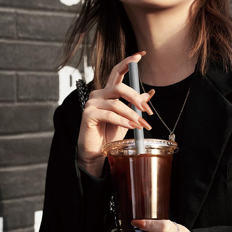Pure Titanium Reusable Straws Set Sandblasted Straight & Bend with Cleaning Brush for Medicine Milk Tea Beverages